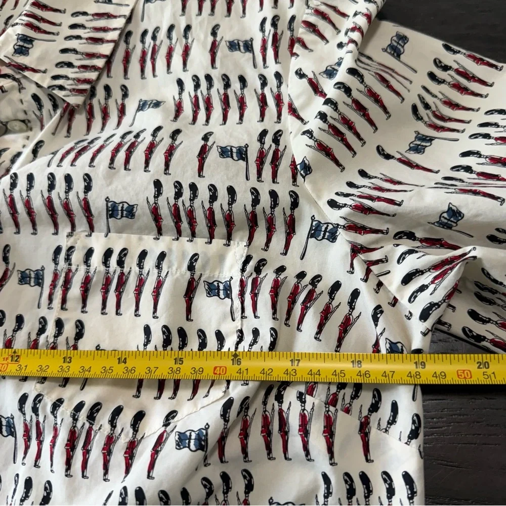 BODEN Beefeater Royal Guard print button front Blouse Size 10R - Picture 5 of 8